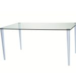 glass desk with white legs and clear glass desk top