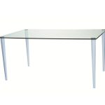 glass desk with clear glass and white legs