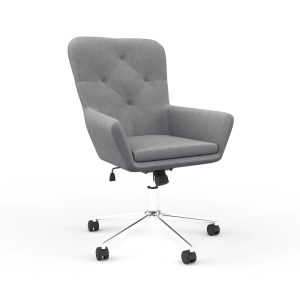 grey fabric contemporary home office chair with chrome base