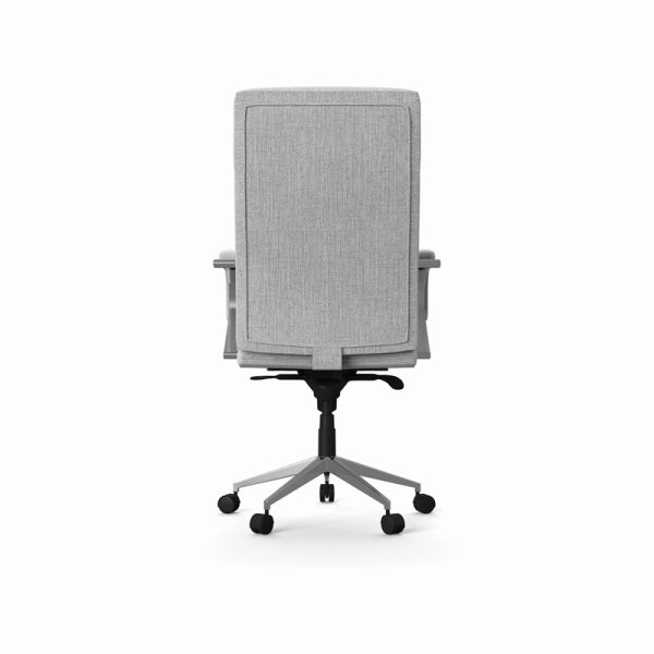 grey fabric office chair back view