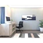 grey oak home office desk in foldaway position in home office room set