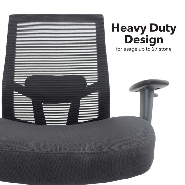 heavy duty mesh chair in black fabric and mesh back