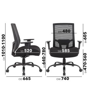 heavy duty mesh chair dimension diagrams