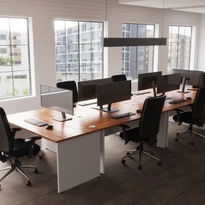 high back operator chair in room shot with panel end desks