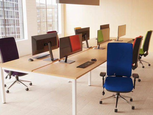 high back ergonomic operators chair in room shot around meeting table