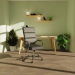 high back executive office chair in black leather in home office
