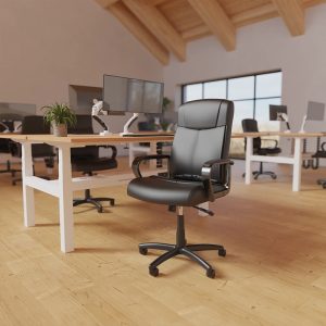 leather office chair in open plan office