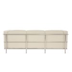 3 seater leather sofa in ivory leather with stainless steel frame