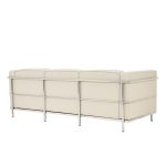 leather office chair in ivory leather and stainless steel frame
