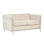 2 seater leather sofa in ivory leather