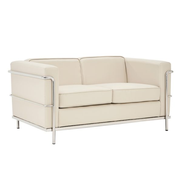 2 seater leather sofa in ivory leather