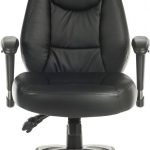 luxury operators chair in black leather front view