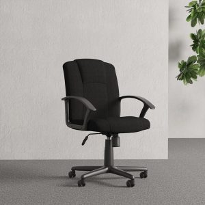 medium back office chair in black fabric