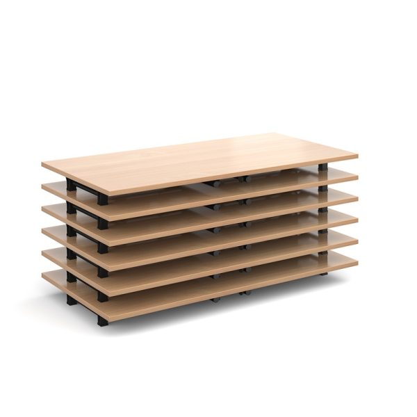 meeting table s showing how they can stack to save space