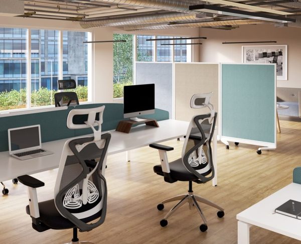 High back mesh chair in office
