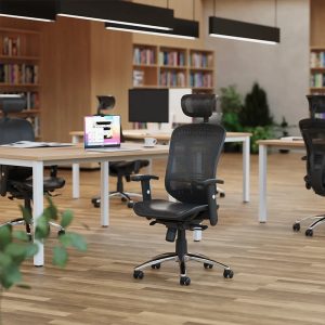 mesh back operators chair in office