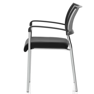 mesh meeting chair black with chrome frame. With arms