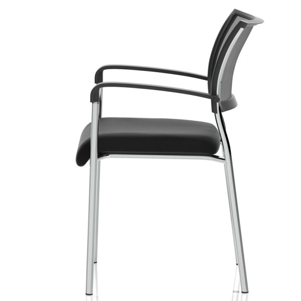 mesh meeting chair black with chrome frame. With arms