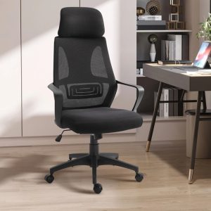 mesh office chair black in office
