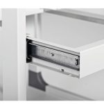 mobile computer desk drawer slides close up