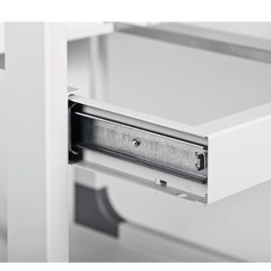 mobile computer desk drawer slides close up