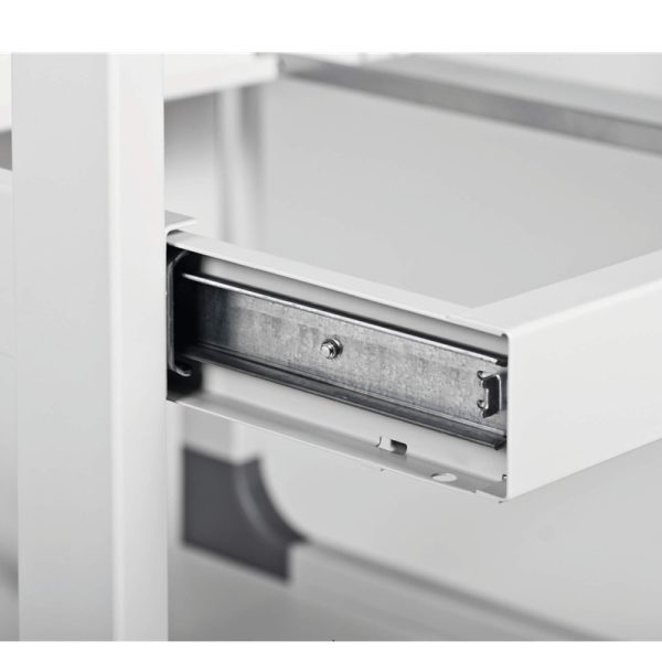 mobile computer desk drawer slides close up