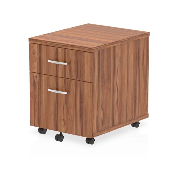 mobile desk pedestal walnut with 2 drawers