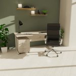 mobile underdesk pedestal maple with maple office desk and black office chair