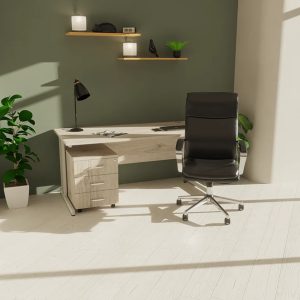 mobile underdesk pedestal maple with maple office desk and black office chair