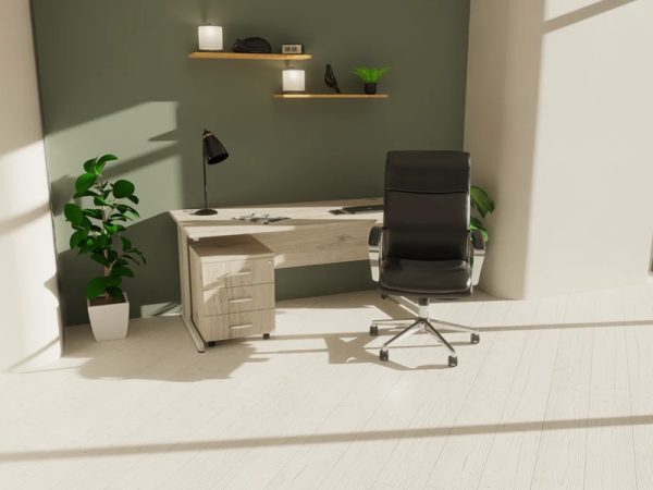 mobile underdesk pedestal maple with maple office desk and black office chair