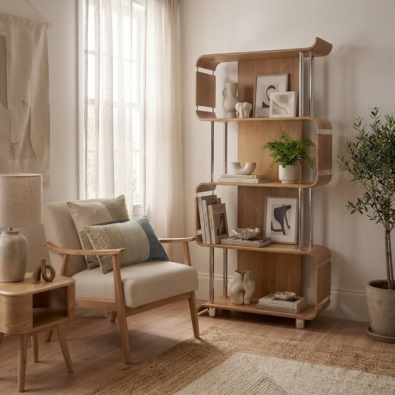 oak bookcase real wood veneers