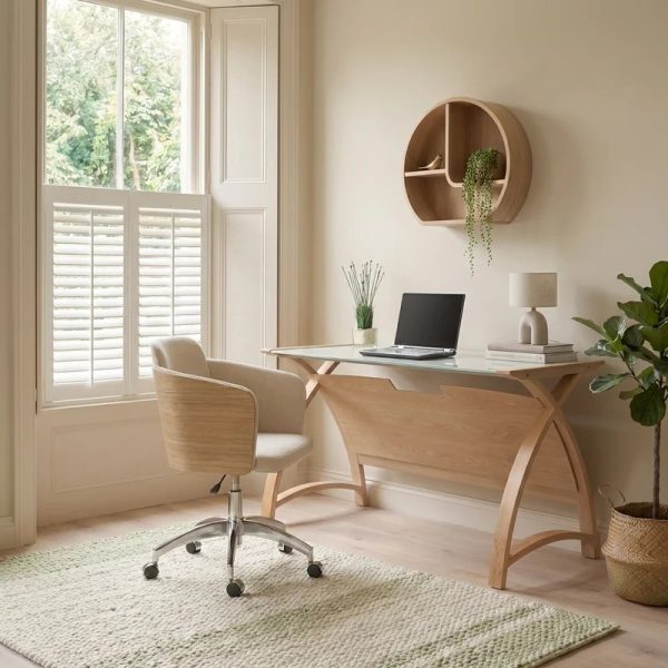oak office desk in home office