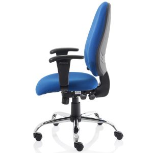 office chair blue fabric side view