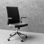 office chair with black leather seat and chrome base