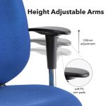 office chair blue fabric height adjustable arms diagram