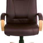 office chair brown leather with light wood frame