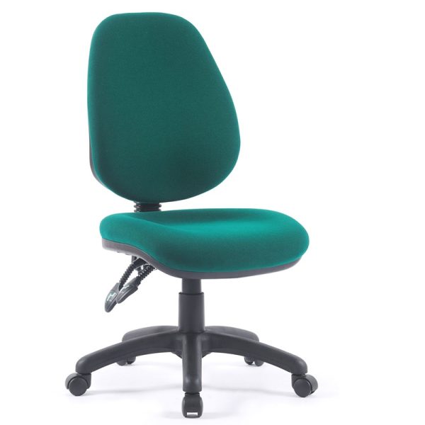 office chair in green fabric with no arms