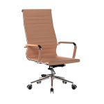 office chair coffee brown leather high back