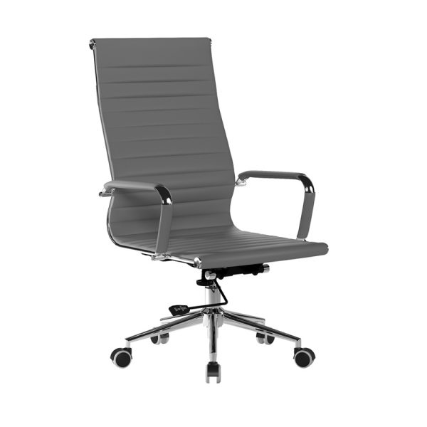 office chair grey leather high back