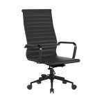 office chair with black frame and black leather seat