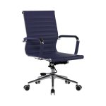 office chair medium back blue leather
