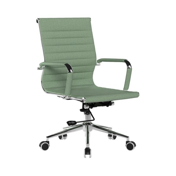 office chair medium back in green leather