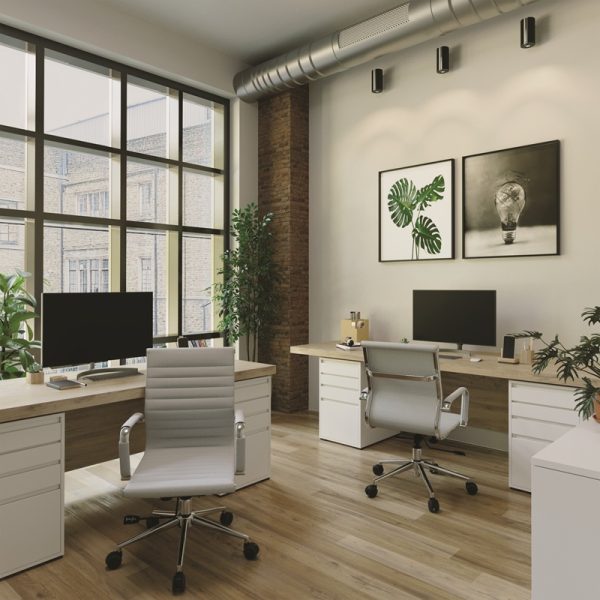office chair in grey fabric in office space