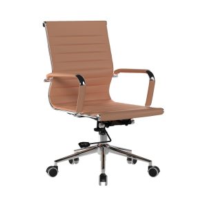 office chair medium back in tan leather