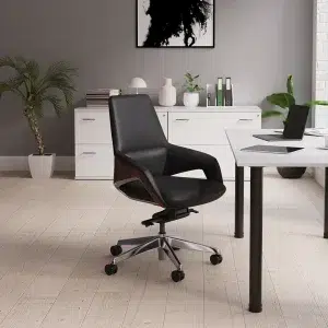 high back executive office chair in black pu