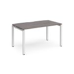 office desk with grey oak desk top and white leg frame