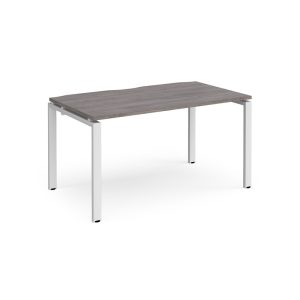 office desk with grey oak desk top and white leg frame