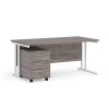 office desk bundle in grey oak finish. Office desk with 3 drawer pedestal