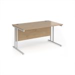 office desk with kendal oak desk top and white cantilever leg frame