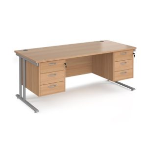 office desk with cantilever frame and 2 x 3 drawer pedestals